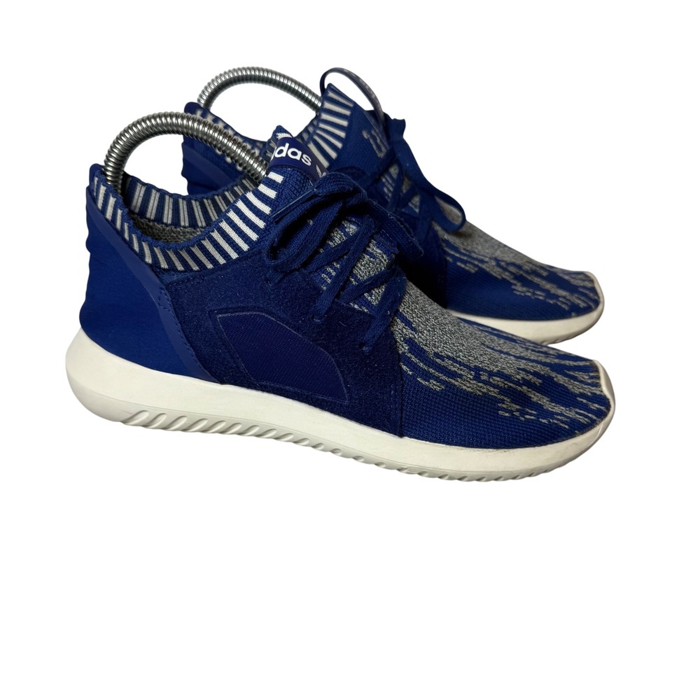 Adidas Tubular Dawn Blue Gray Knit Athletic Sneakers Women's‎ Size 7